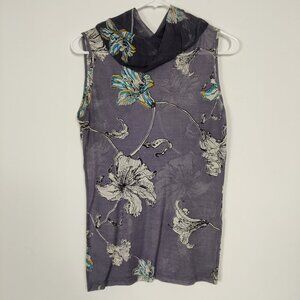 Jim Thompson By Pashma Women's Blouse Size M Purple Floral Silk Bodycon Summer